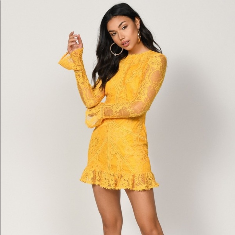VICTORIA YELLOW LACE DRESS, Tobi